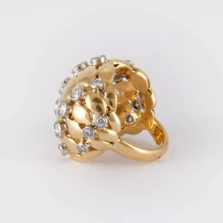 Boule ring in yellow gold, diamonds - Image 6