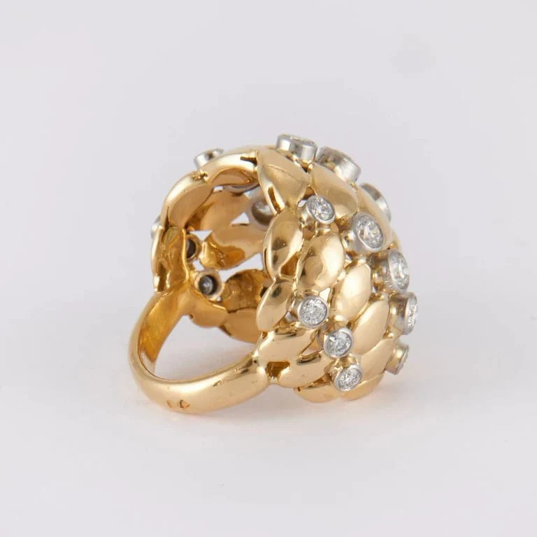 Boule ring in yellow gold, diamonds - Image 7
