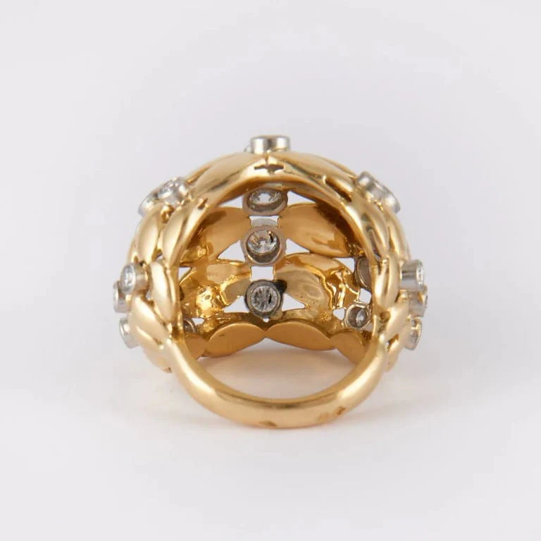 Boule ring in yellow gold, diamonds - Image 8