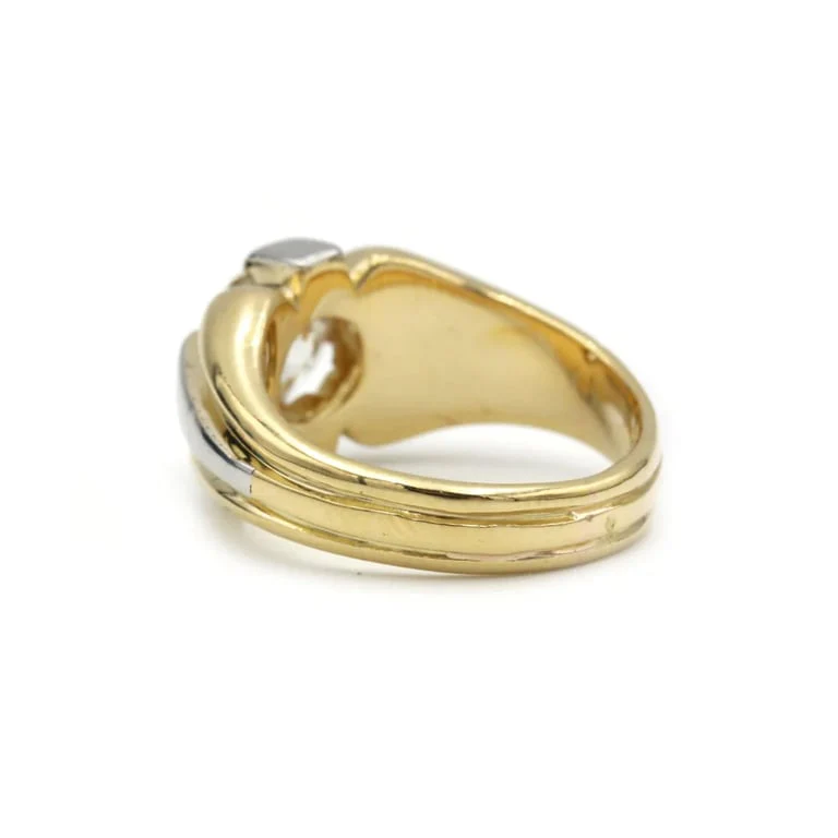 Signet ring - Yellow and white gold and diamond - Image 5