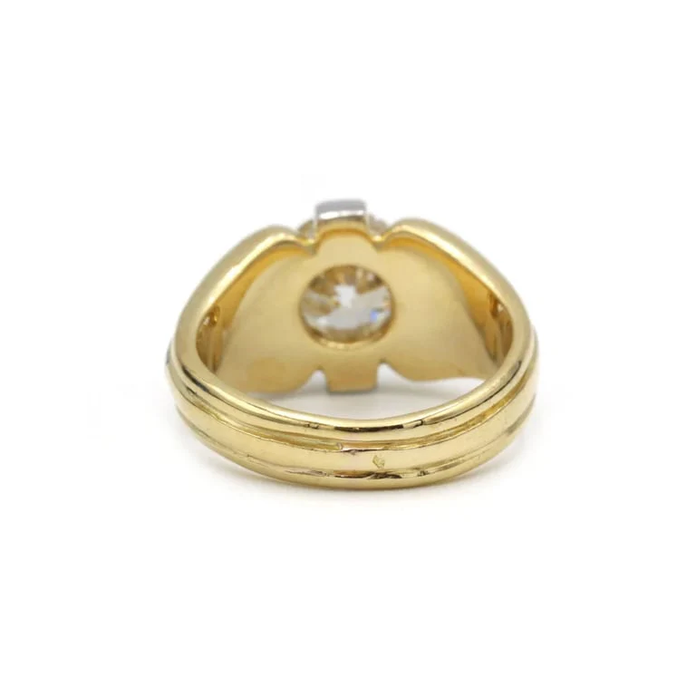 Signet ring - Yellow and white gold and diamond - Image 6
