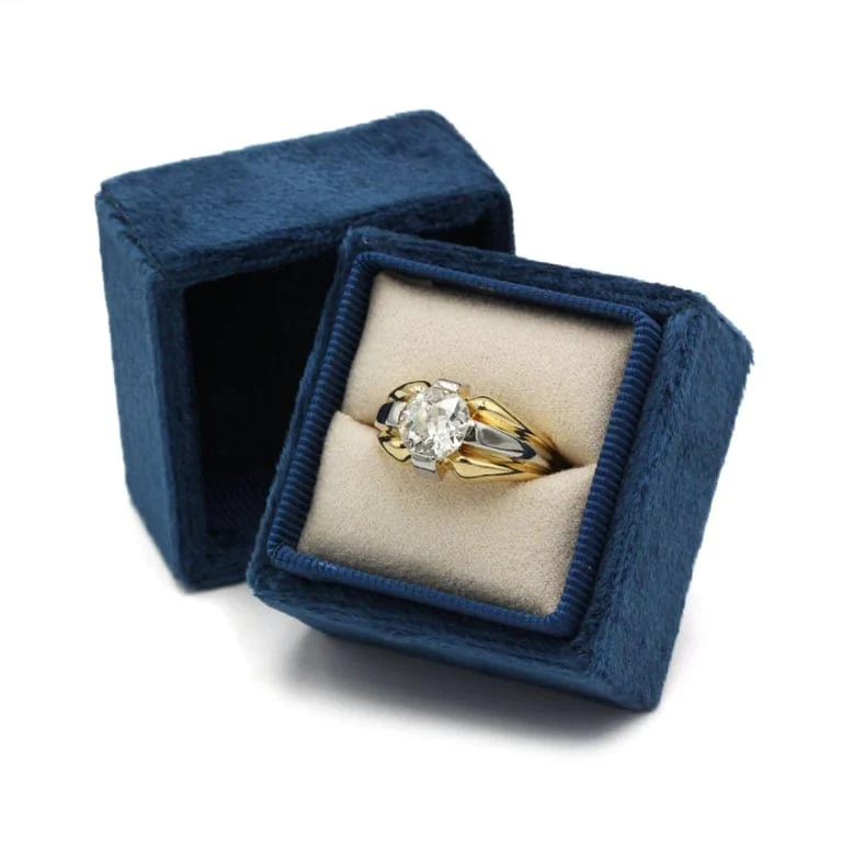 Signet ring - Yellow and white gold and diamond - Image 8