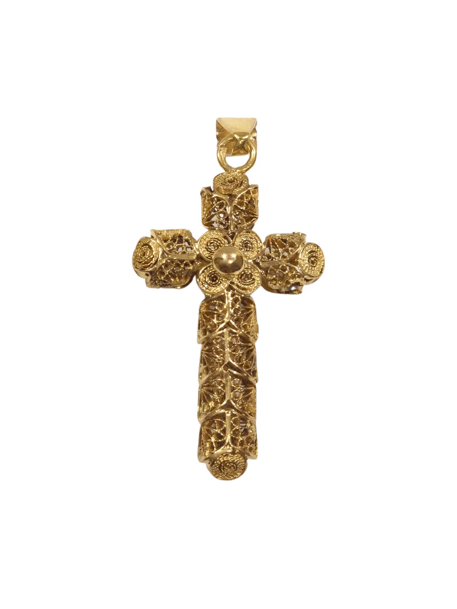 Rose Gold Filigree Cross Pendant