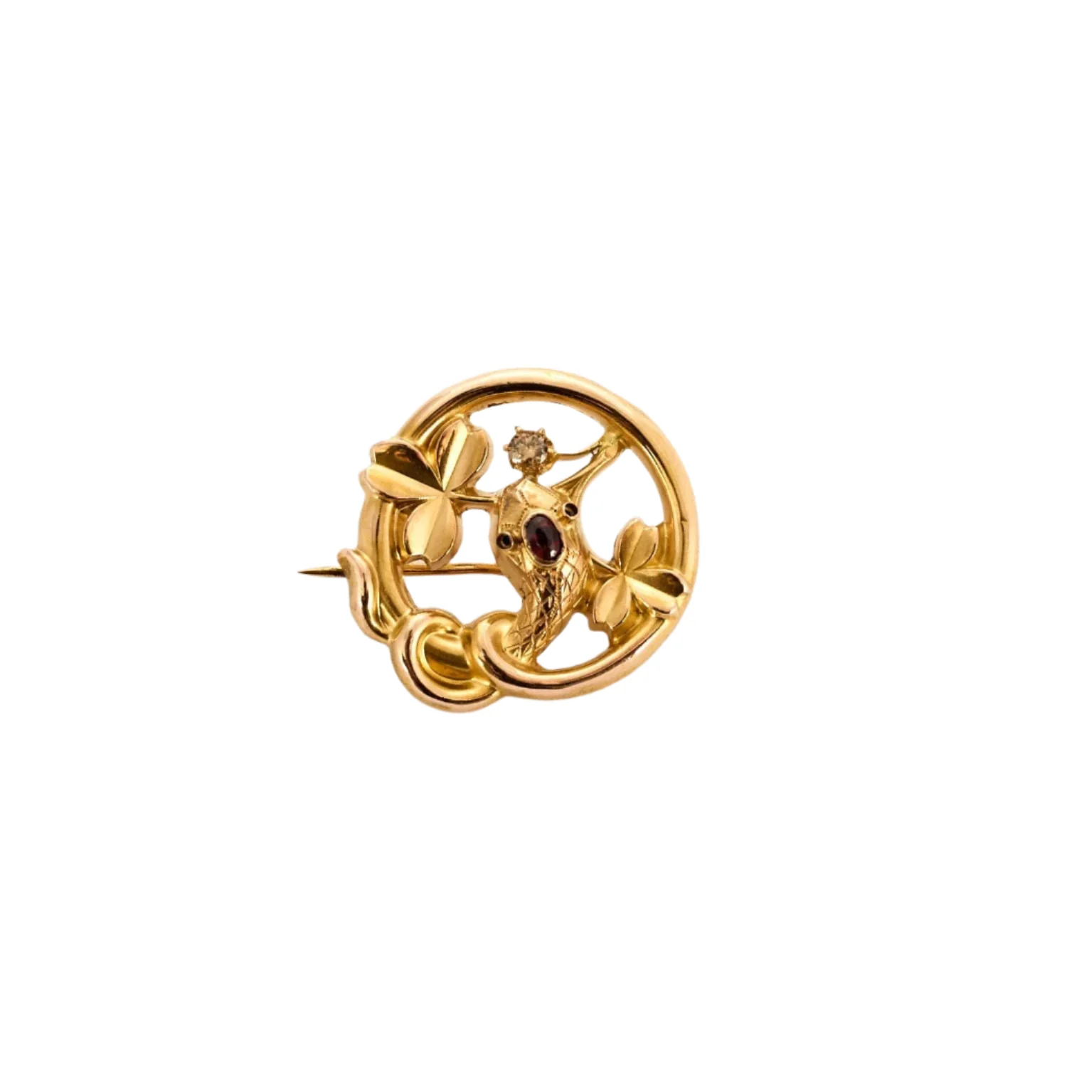 Yellow gold ruby diamond snake brooch - Image 3