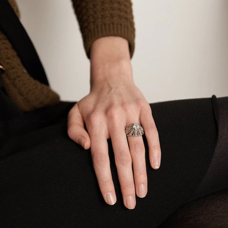 Dome Ring White gold Diamonds - Image 2
