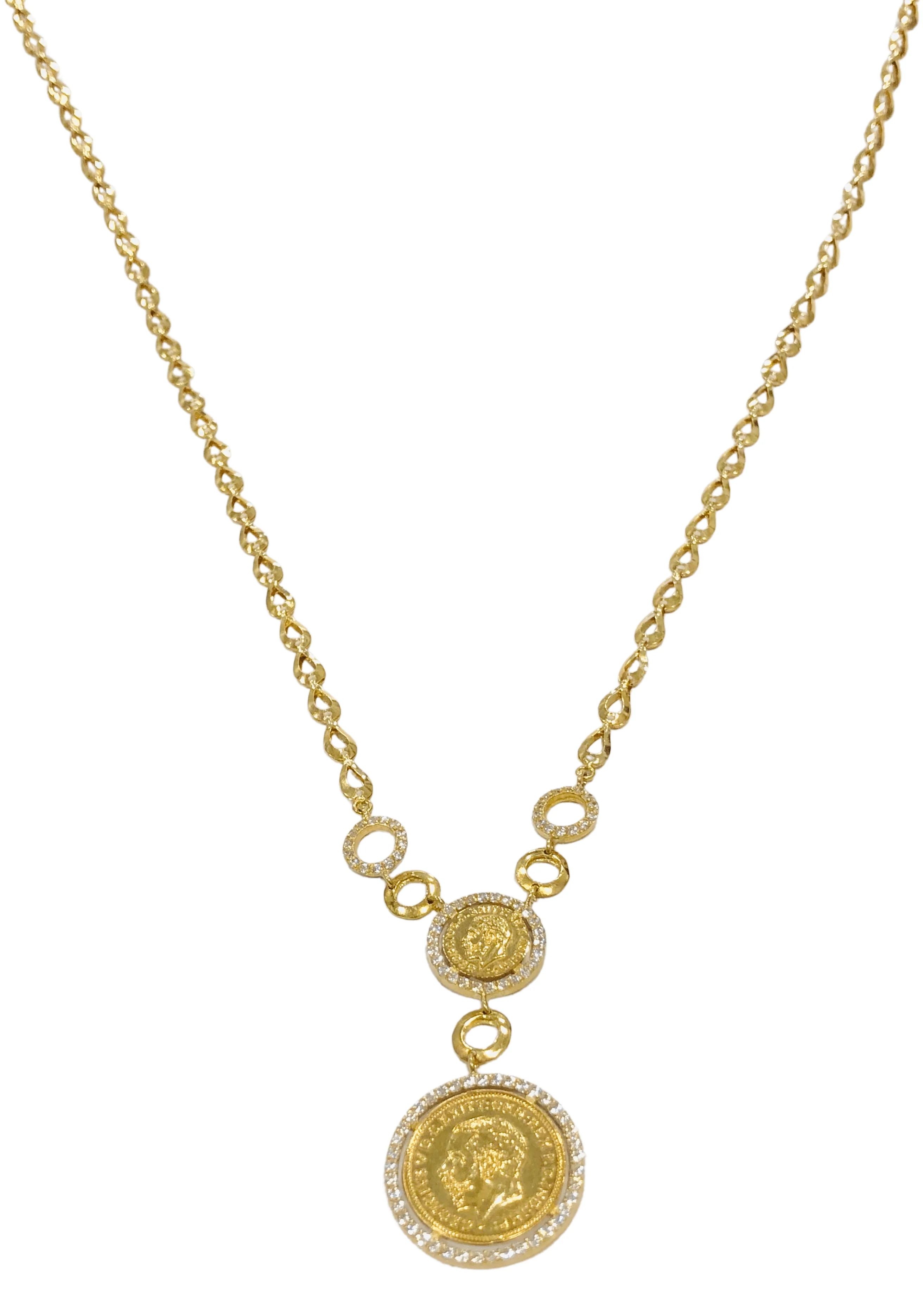 Yellow gold coin necklace