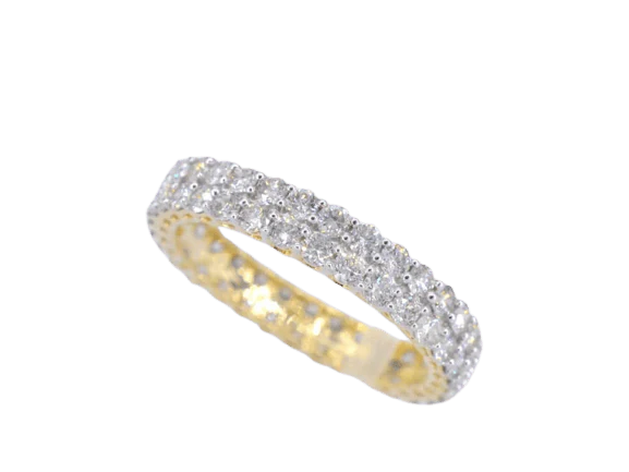 Bague d'éternité en or jaune avec diamants