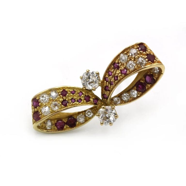 Brooch - Yellow gold, Diamonds & Rubies