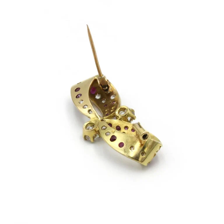 Brooch - Yellow gold, Diamonds & Rubies - Image 2
