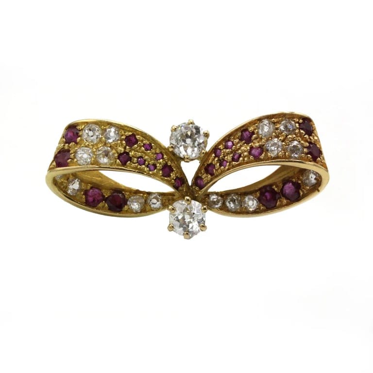 Brooch - Yellow gold, Diamonds & Rubies - Image 3