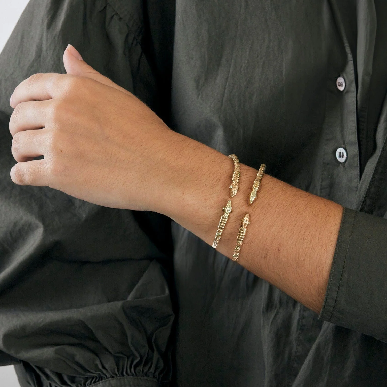 3 gold snake head bracelet - Image 3