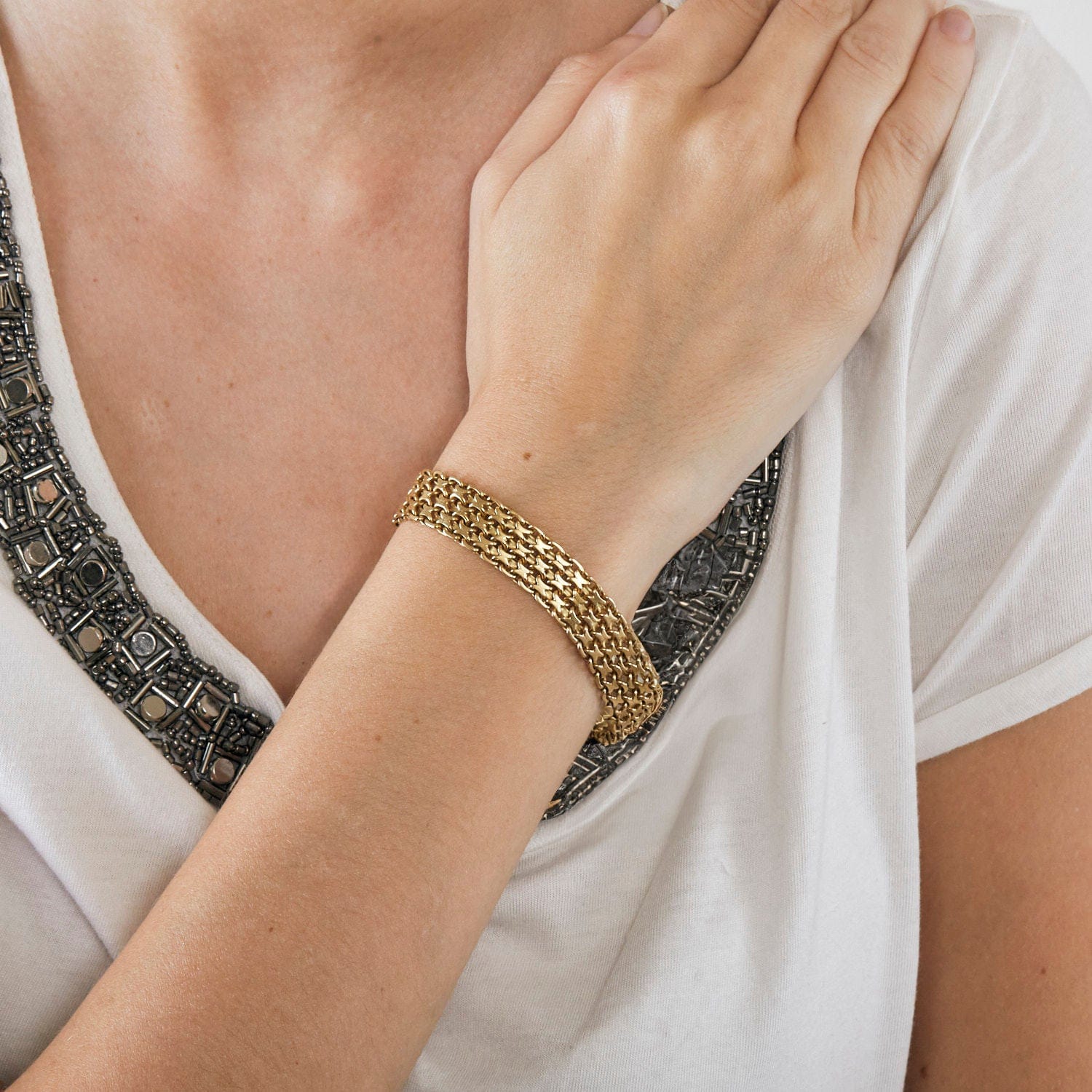 Yellow gold doormat bracelet - Image 5
