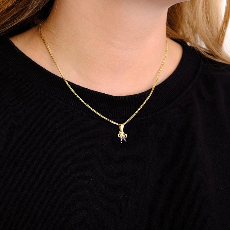 Yellow Gold Sapphire Pendant - Image 2