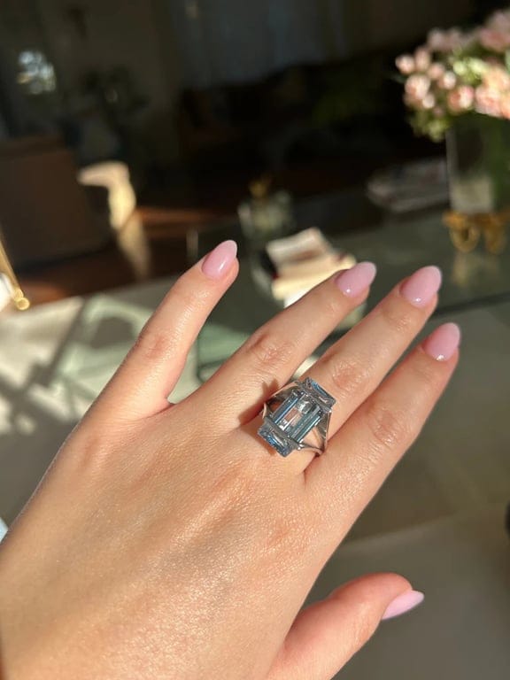 White gold ring, aquamarine - Image 4