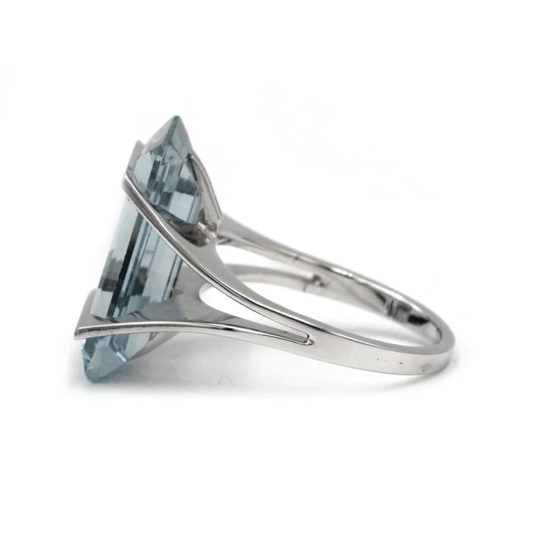 White gold ring, aquamarine - Image 5