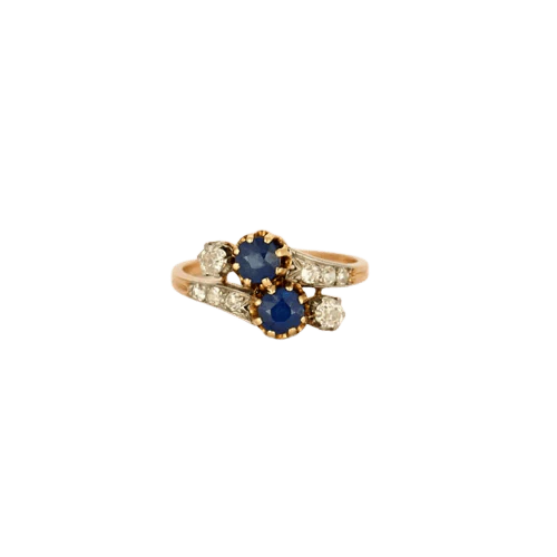 Pink gold and white sapphire ring