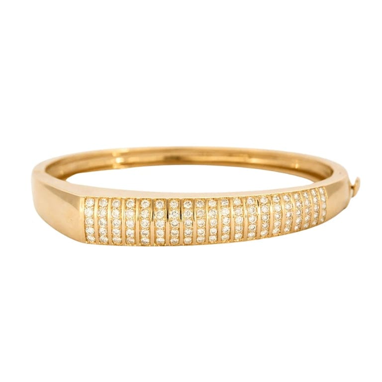 Yellow gold diamond bangle bracelet