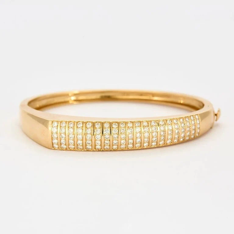 Yellow gold diamond bangle bracelet - Image 6