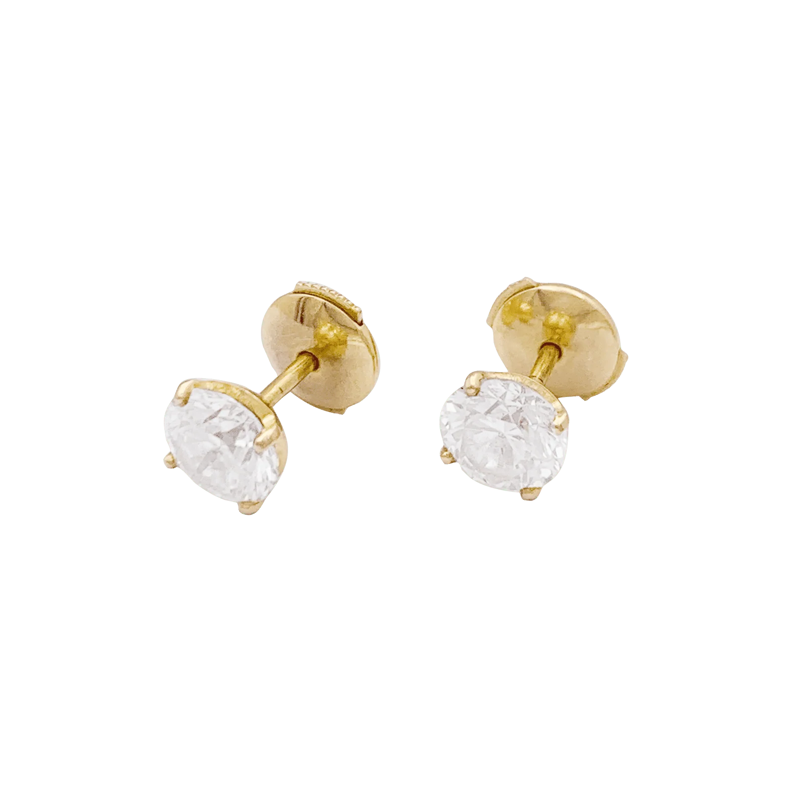 Diamond stud earrings, yellow gold. - Image 3