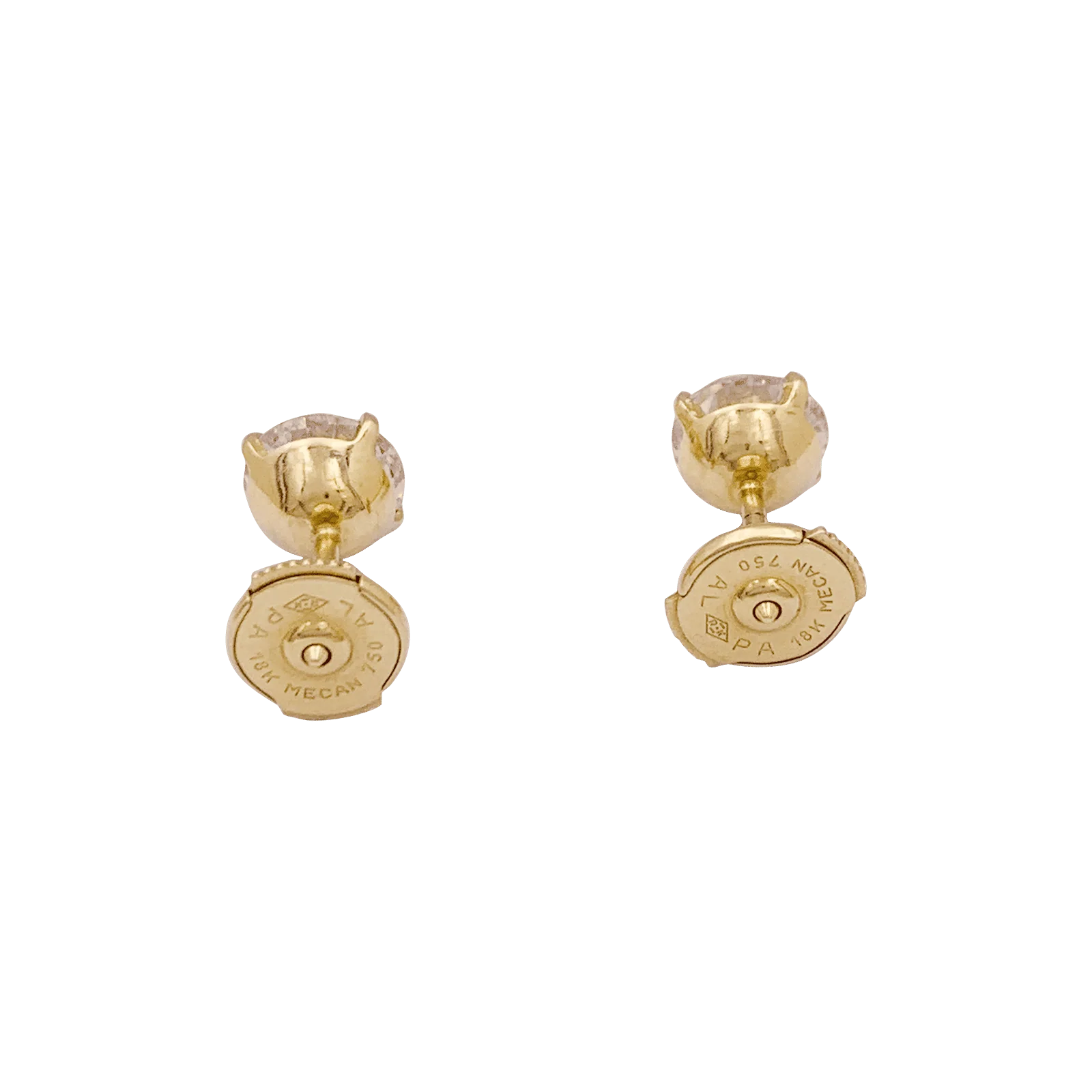 Diamond stud earrings, yellow gold. - Image 4