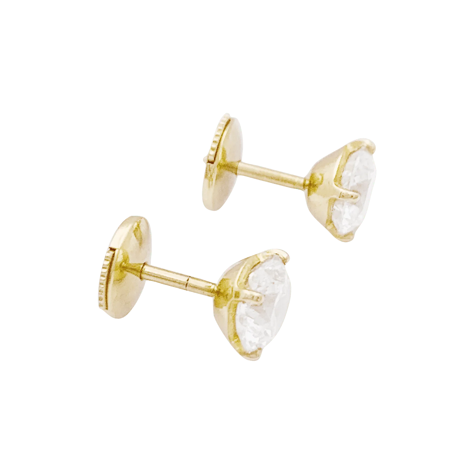 Diamond stud earrings, yellow gold. - Image 5