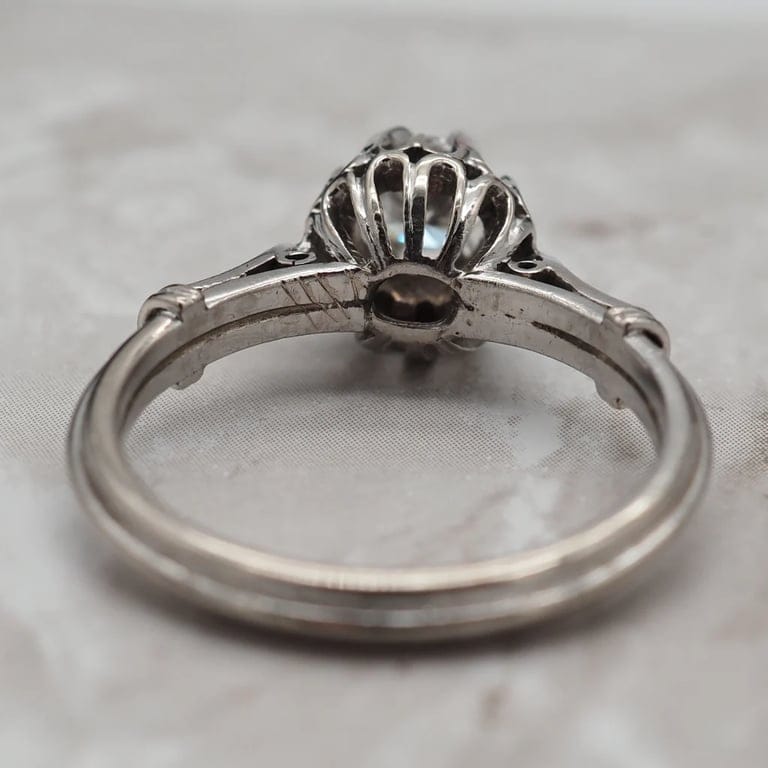 Old solitaire, platinum diamond - Image 3