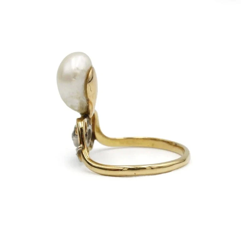Gold, pearl and diamond ring - Image 5
