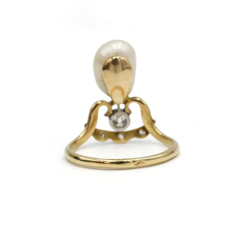 Gold, pearl and diamond ring - Image 6