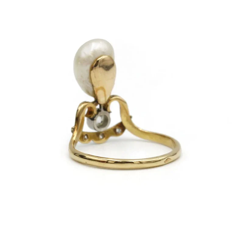 Gold, pearl and diamond ring - Image 7