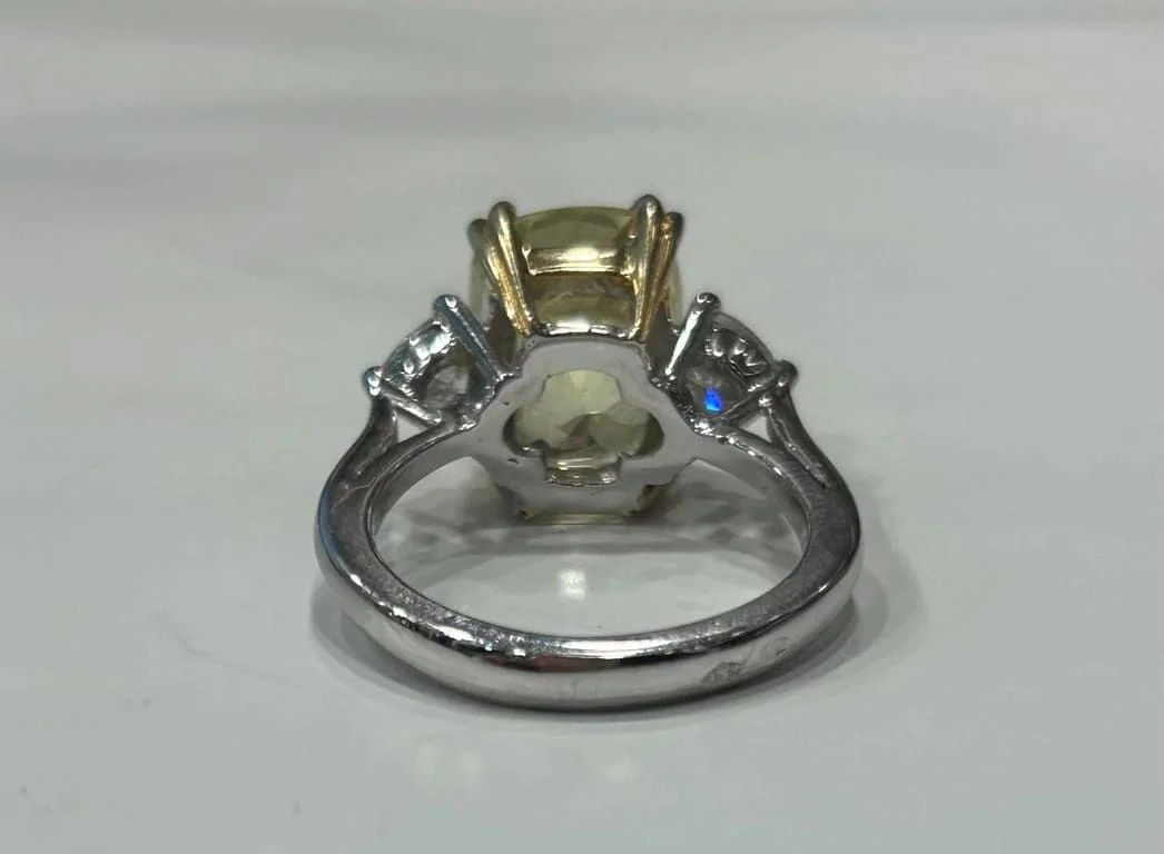 Cocktail ring 2 golds, sapphire, diamonds - Image 5