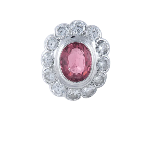 Pompadour ring platinum tourmaline