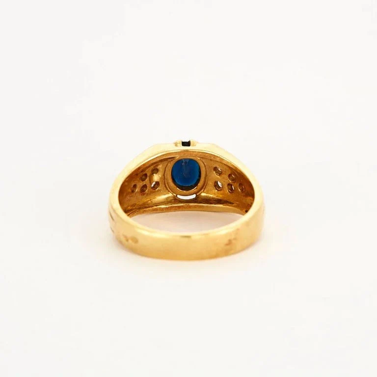 Yellow gold, sapphire, diamond ring - Image 4