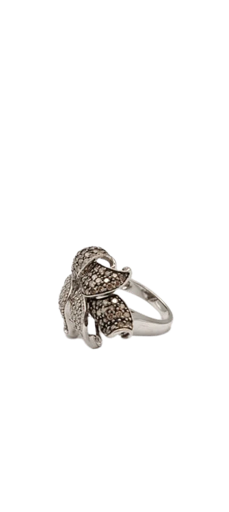 White gold Floral Design Pave Diamond ring 