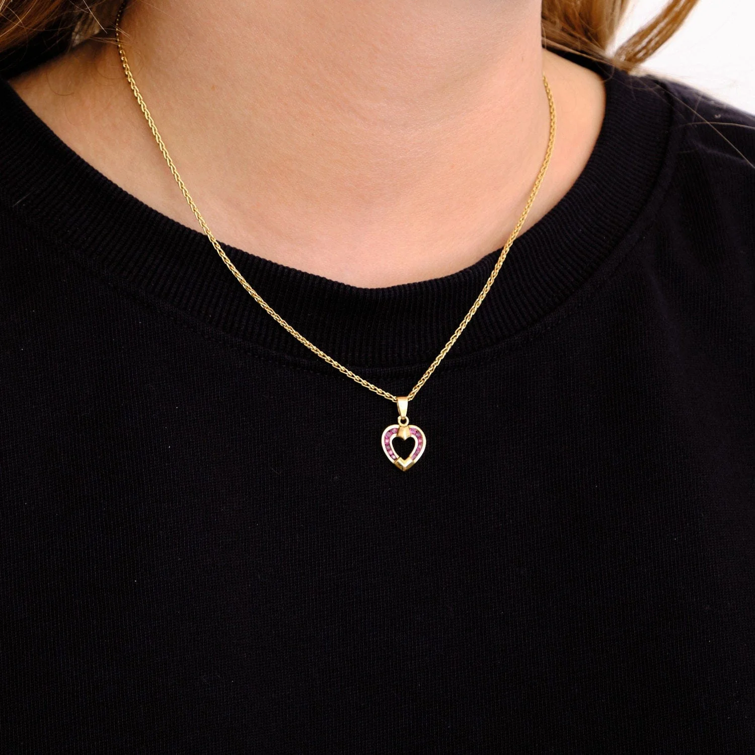 Yellow Gold Ruby Pendant - Image 2
