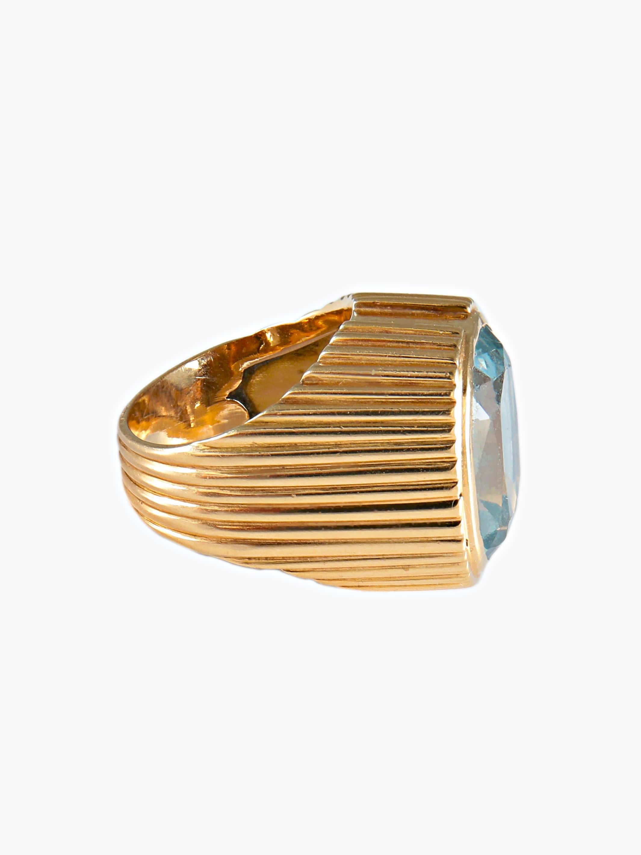 Ring Yellow gold Blue stone - Image 2