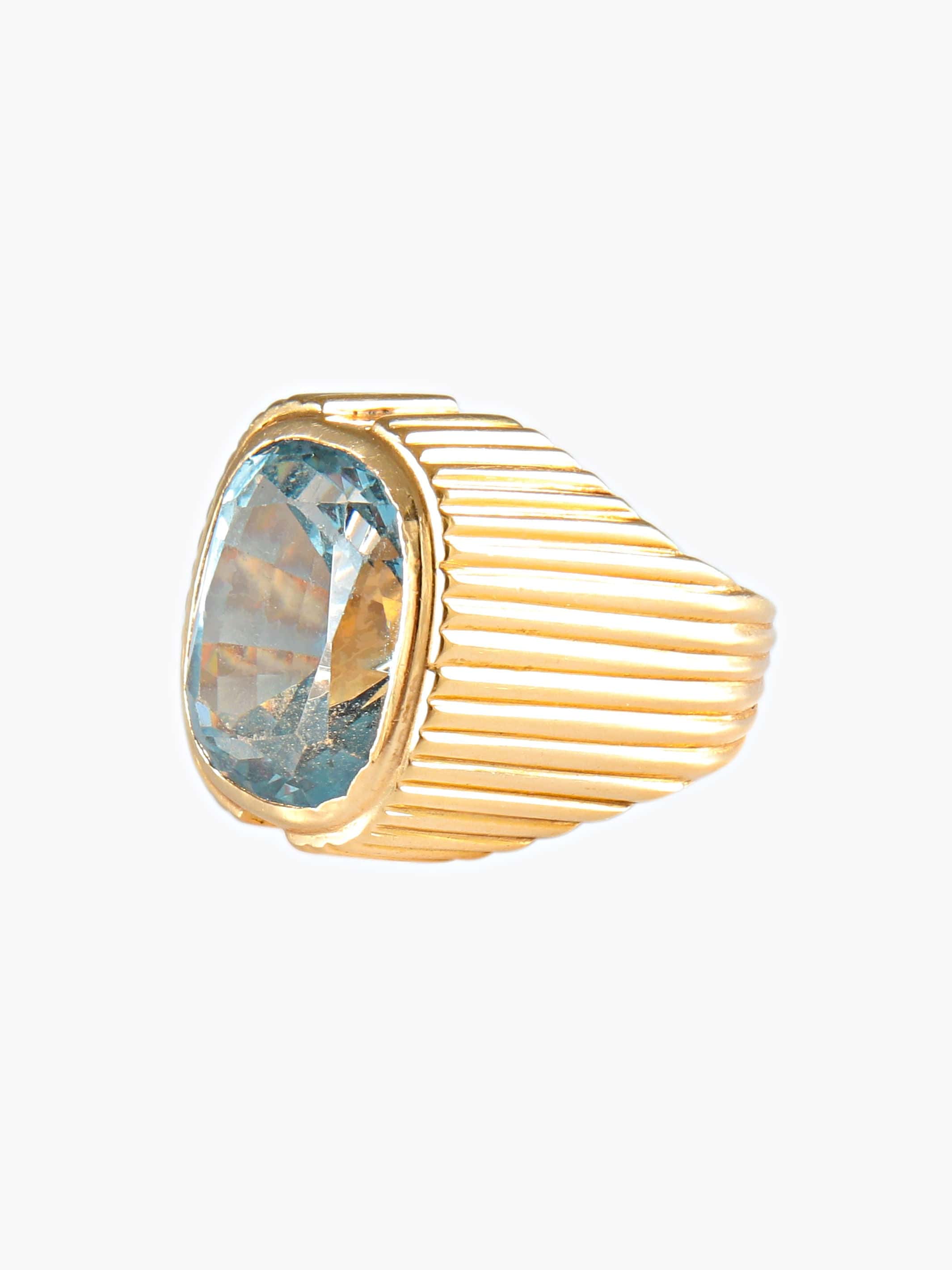 Ring Yellow gold Blue stone - Image 3