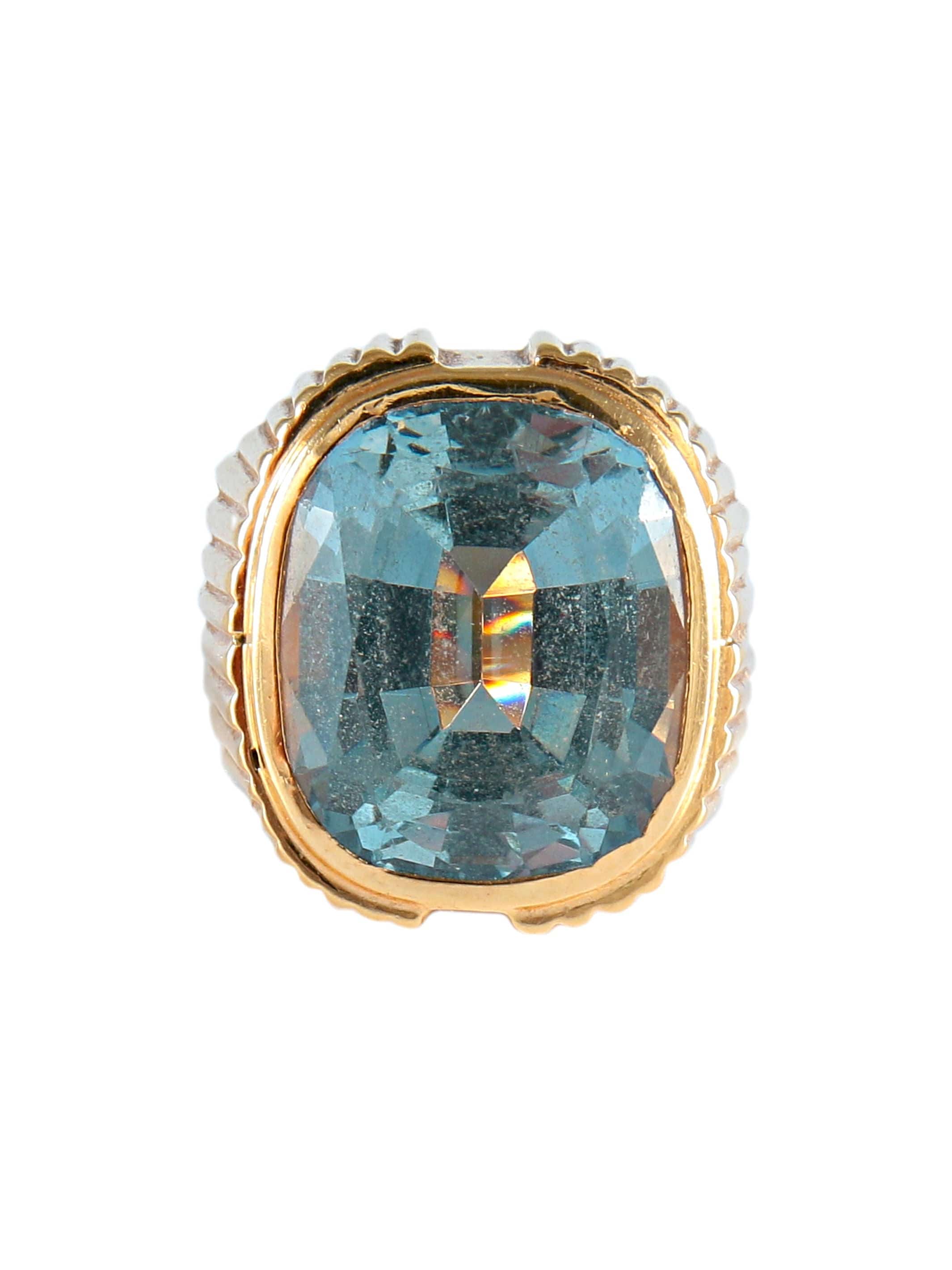 Ring Yellow gold Blue stone - Image 4
