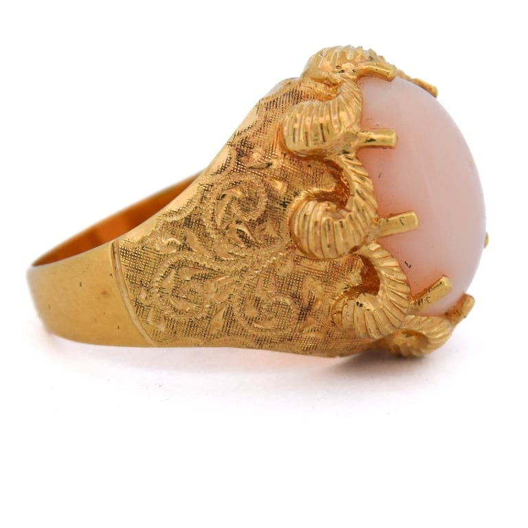 Anello oro giallo corallo rosa anni '50 - Image 4