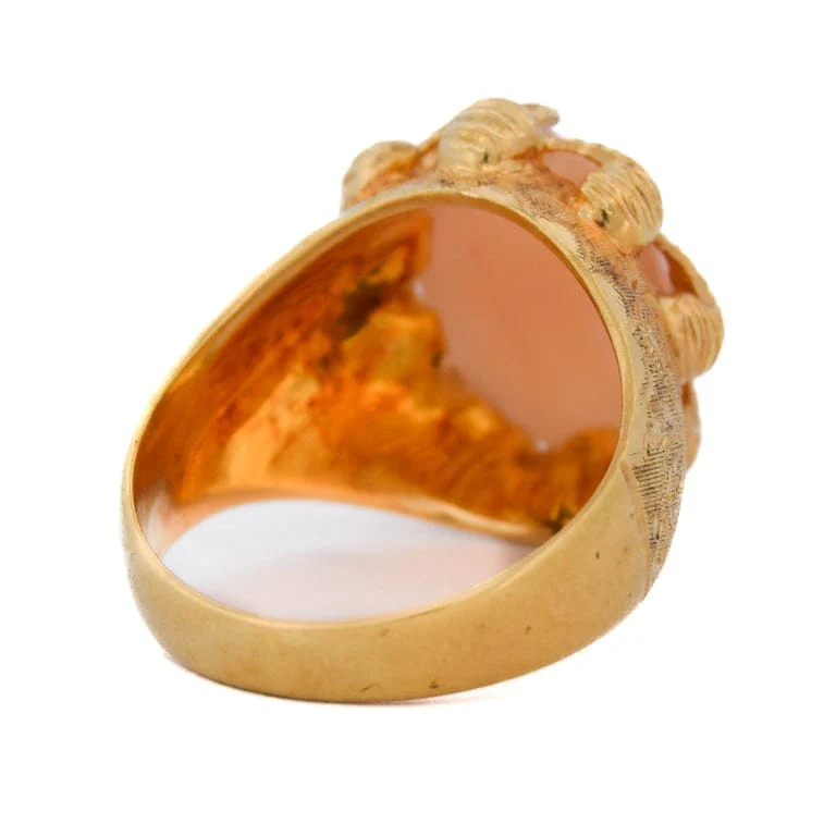 Anello oro giallo corallo rosa anni '50 - Image 5