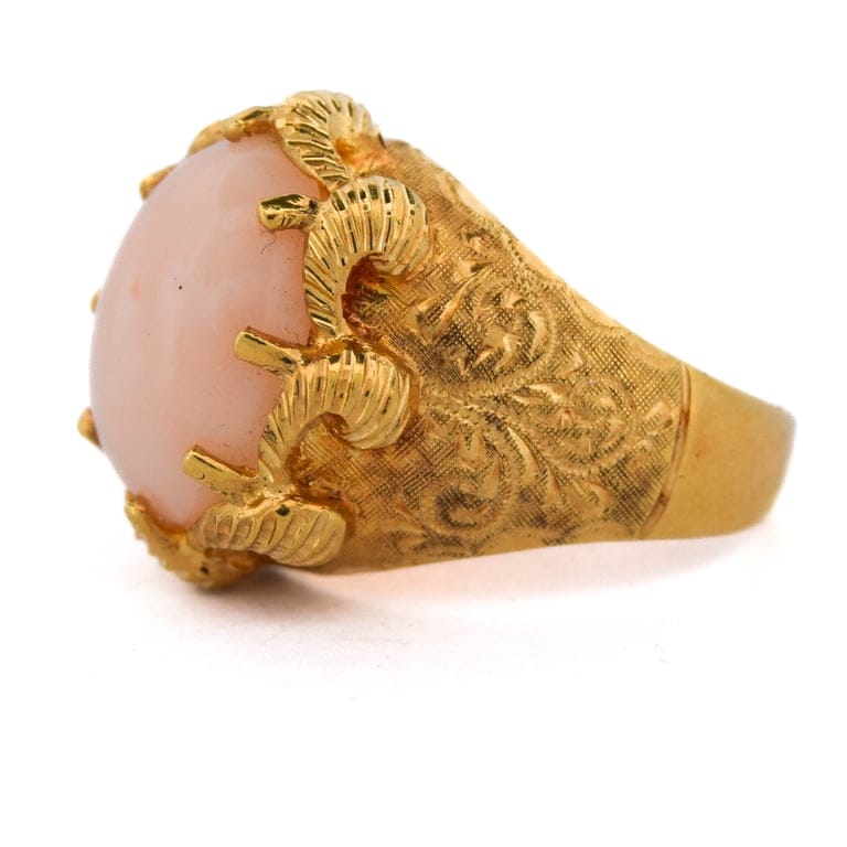 Anello oro giallo corallo rosa anni '50 - Image 7