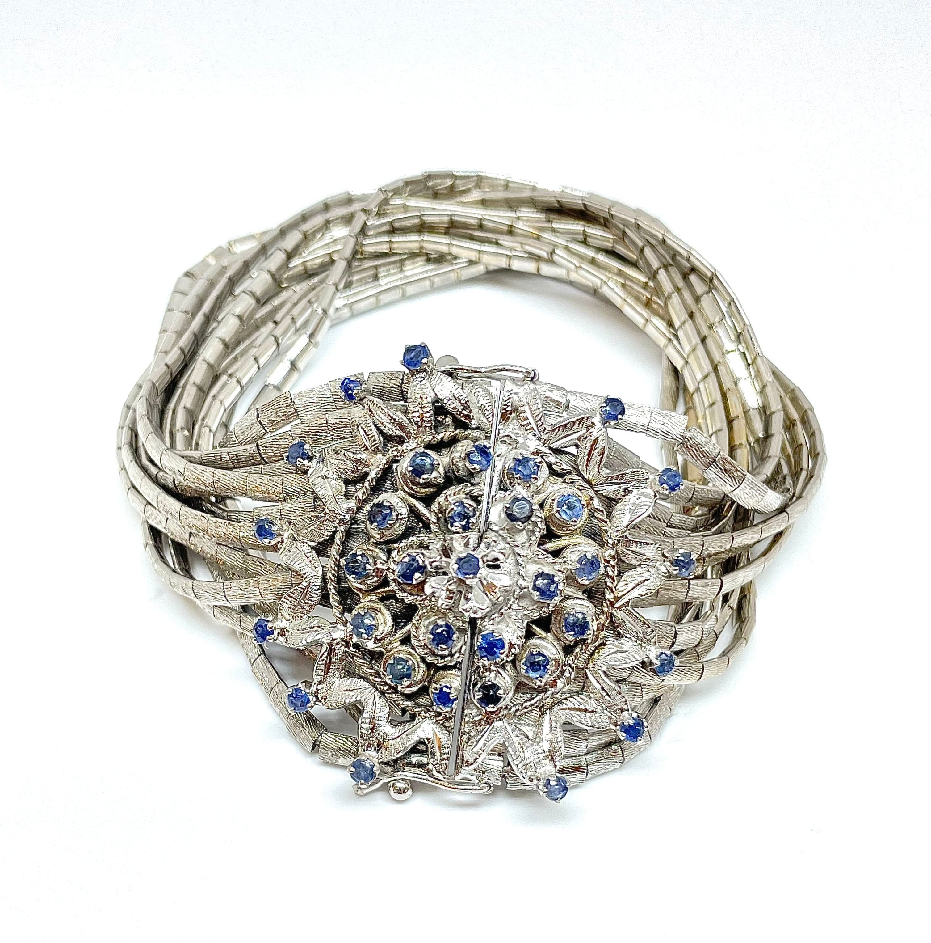 Vintage bracelet in white gold, sapphires - Image 2
