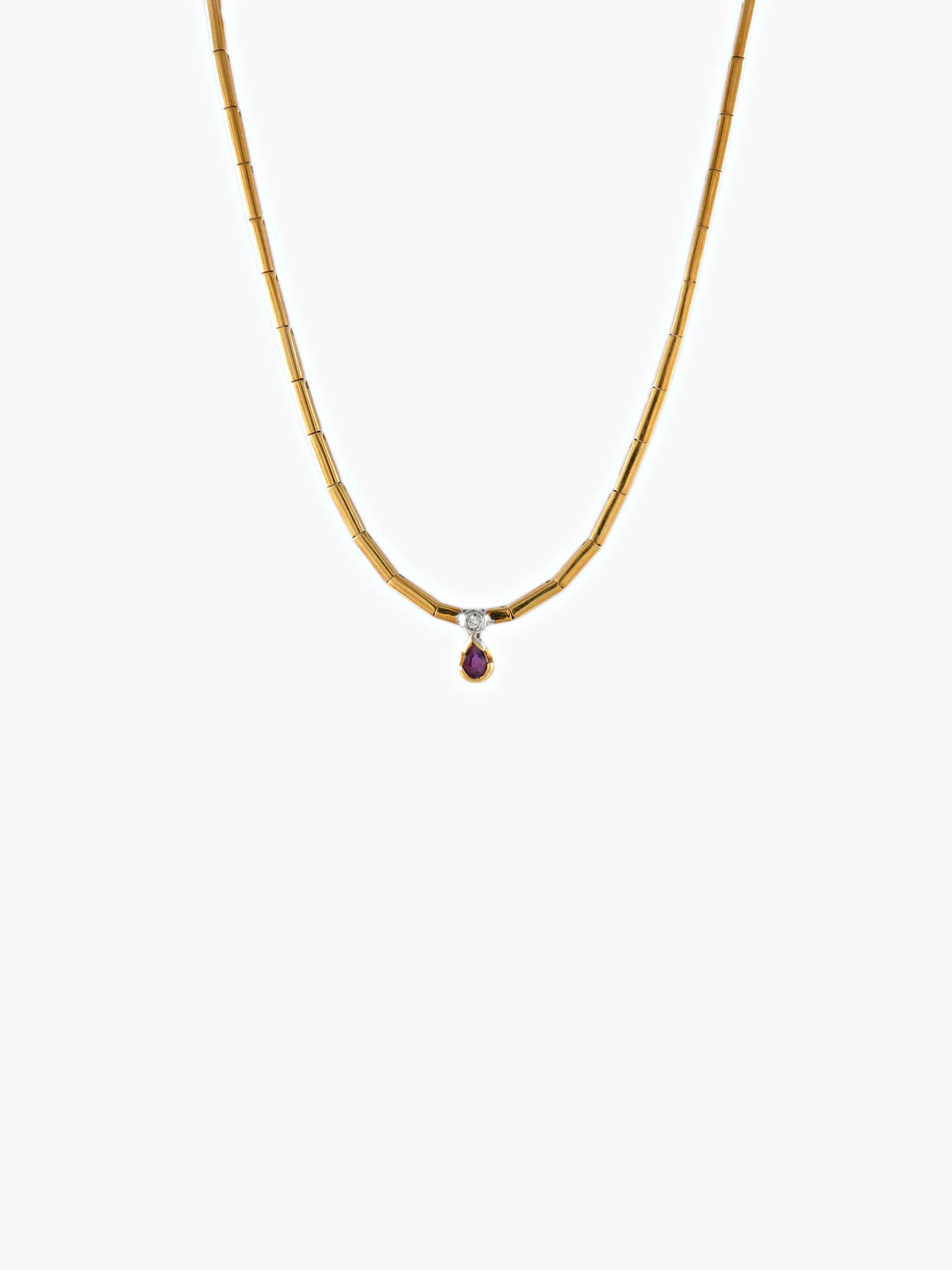 YELLOW GOLD RUBY/DIAMOND NECKLACE - Image 2
