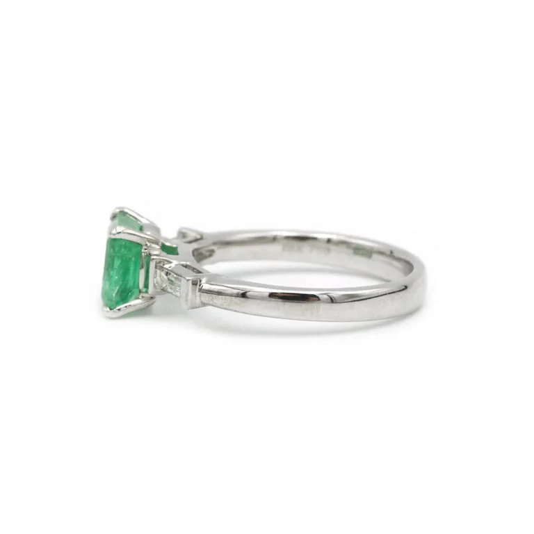 Ring - White gold emerald & diamonds - Image 2