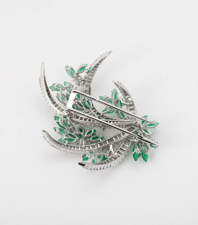 Emerald and diamond brooch - Image 6
