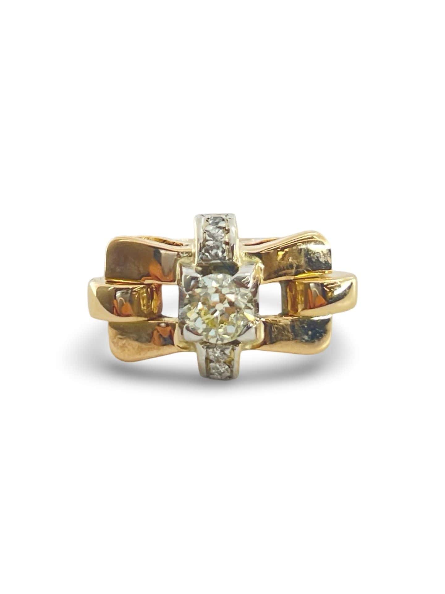 Yellow gold and diamond ring