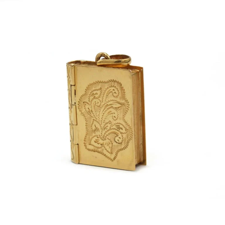 Book Pendant - Yellow Gold