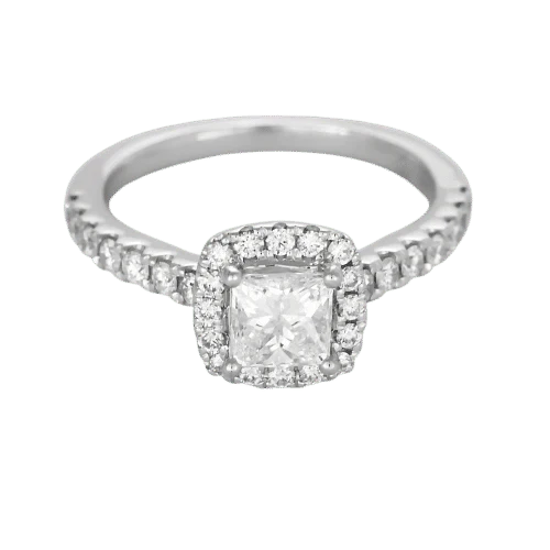 Solitaire from the Princess collection, white gold, diamonds