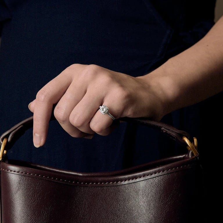 Solitaire from the Princess collection, white gold, diamonds - Image 2