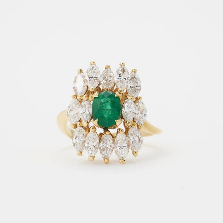 Emerald diamond ring - Image 3