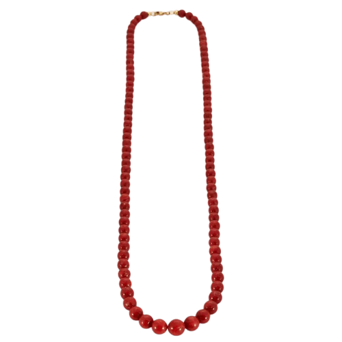 Red coral ball necklace